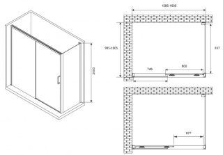 Душевой уголок ABBER Komfort AG93160B-S102B 160x100см чёрный